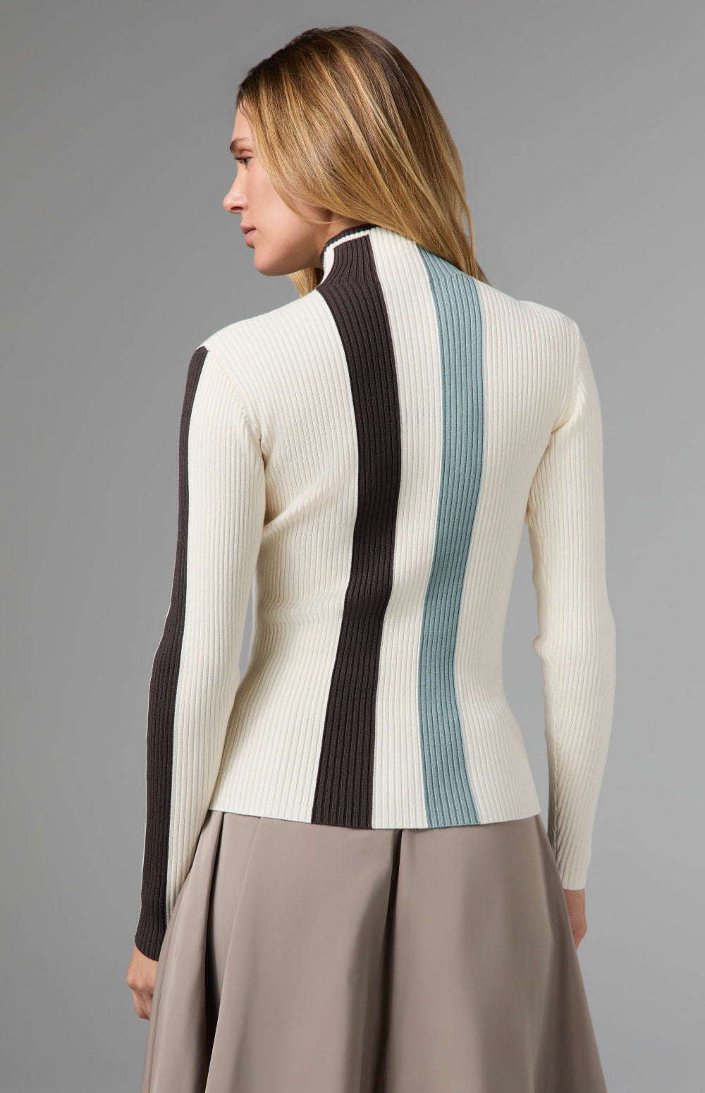 Alp N Rock Emily Ribbed Zip Sweater, ivory full zip fitted sweater for women
