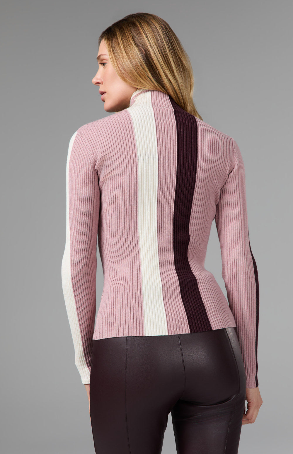 Alp N Rock Emily Ribbed Zip Sweater, smokey pink full zip fitted sweater for women