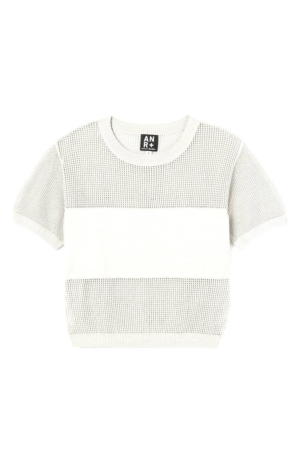 Alp N Rock Emma Top, Women's Off White Short Sleeve Open Knit Sweater