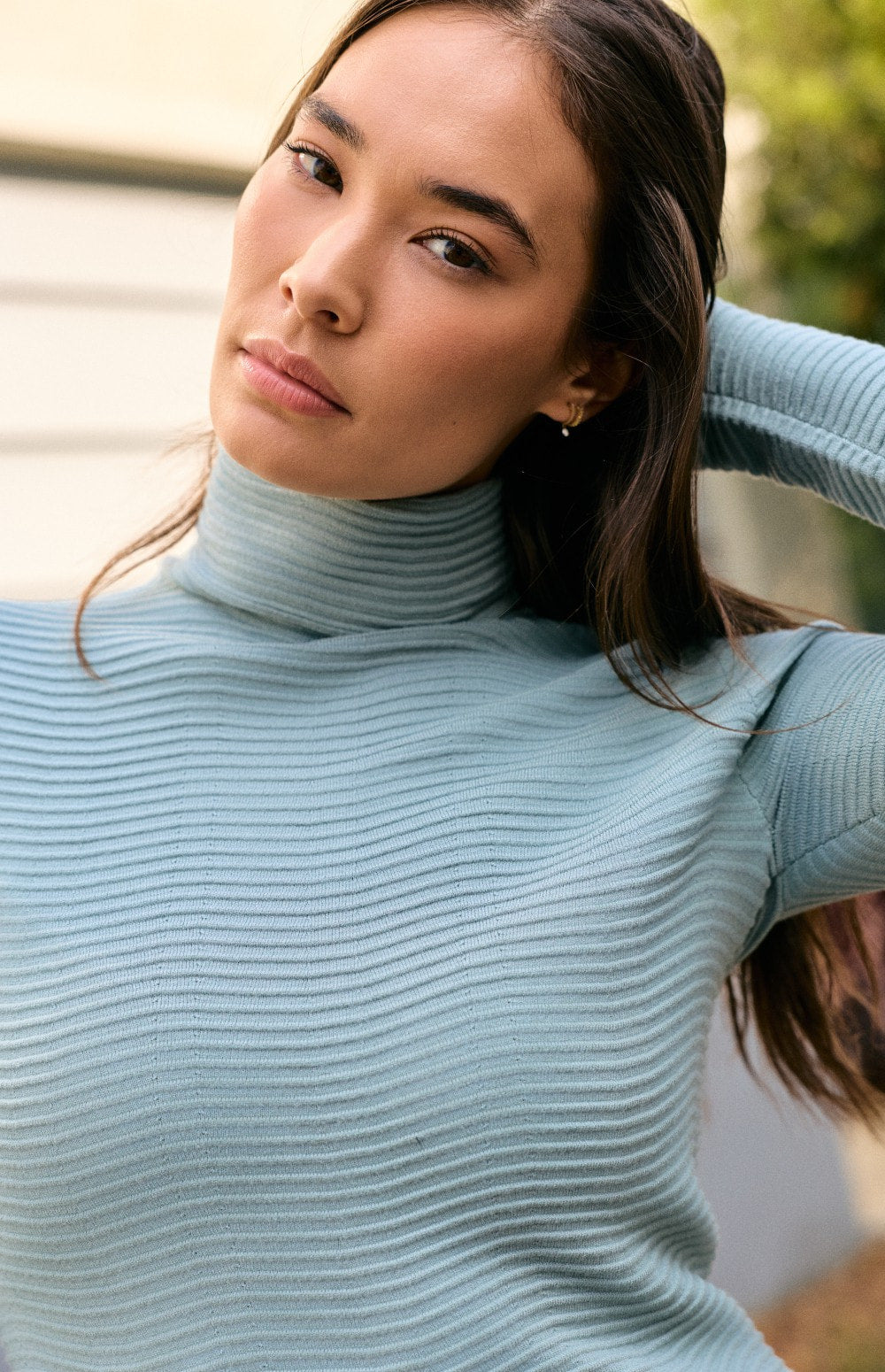 Alp N Rock Enya Turtleneck Sweater, light blue ribbed turtleneck for women
