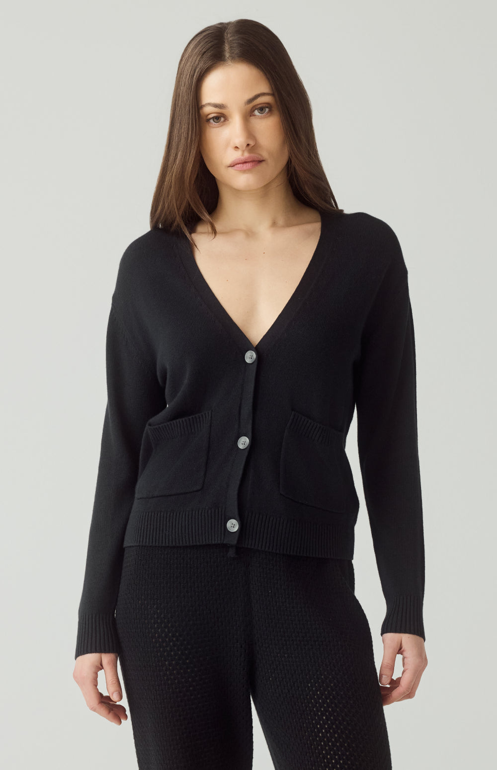 Alp N Rock Florence Cardigan, black button front women's cardigan with patch pockets