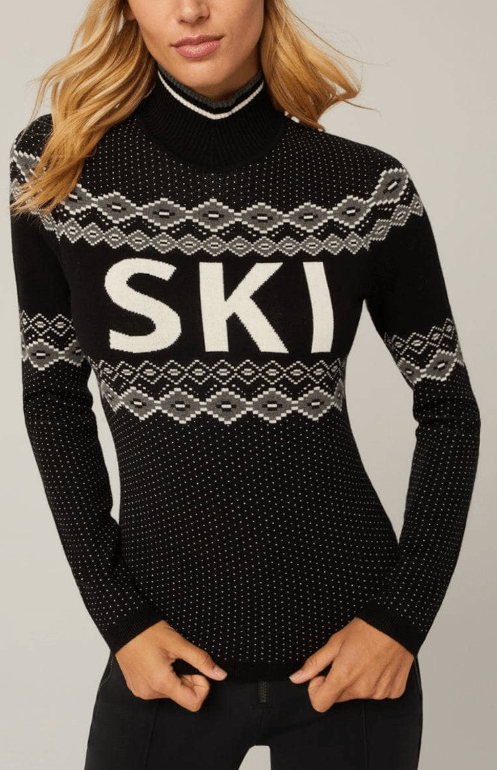 Goldie Mock Neck Ski Sweater, Black | Alp N Rock  Alp N Rock Womens Sweater Goldie Mock Neck Sweater | Black - Preloved