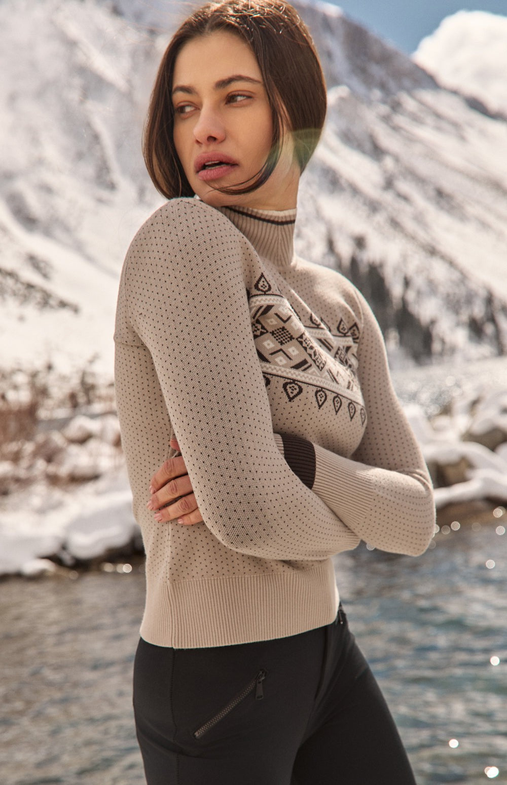 Holly Mock Neck Sweater, Stone | Alp N Rock