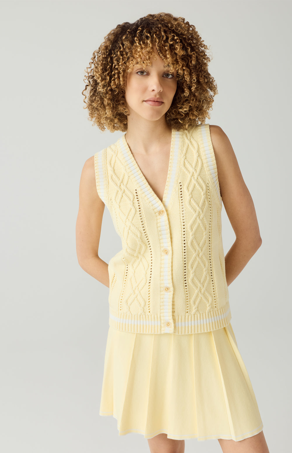 Jade Sweater Vest, Soft Yellow | Alp N Rock Alp N Rock Womens Sweater Jade Sweater Vest | Soft Yellow
