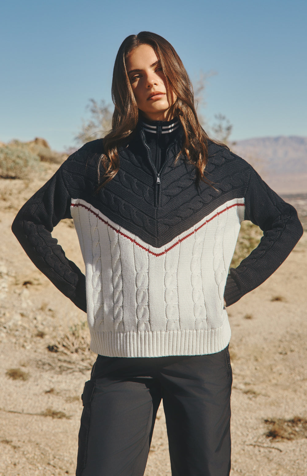 Jordan 1/2 Zip Cable Knit Sweater, Black | Alp N Rock