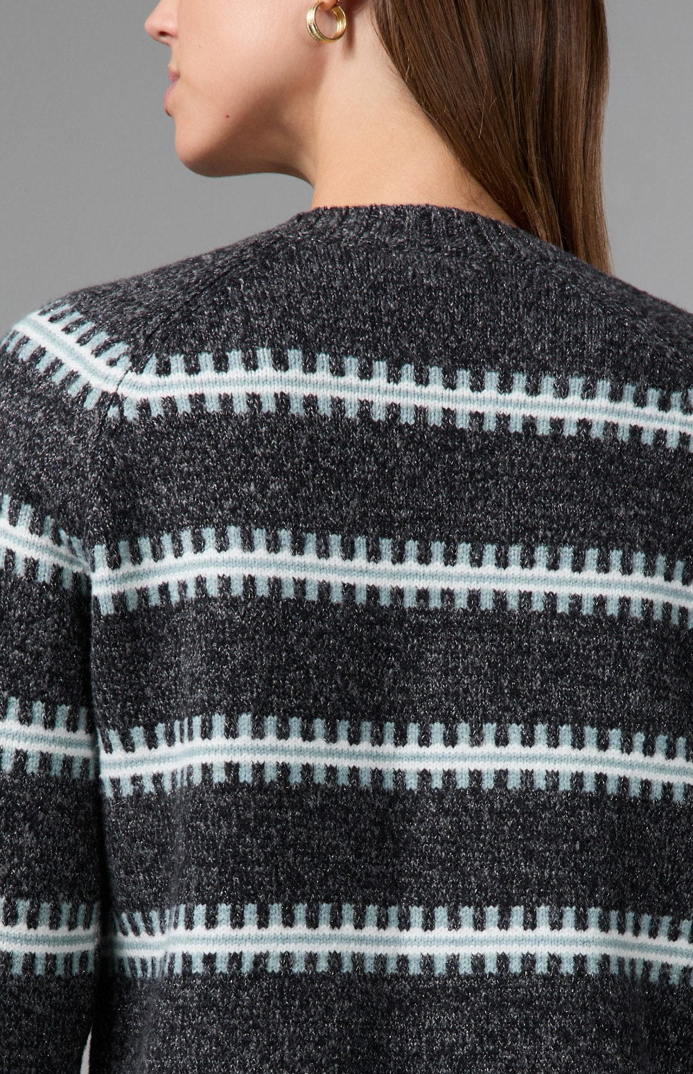 Alp N Rock Kelly Sweater, black striped cozy crew neck sweater for women