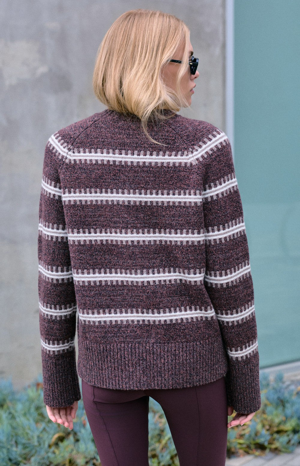 Alp N Rock Kelly Lurex Crewneck Sweater, dark red striped crewneck sweater for women