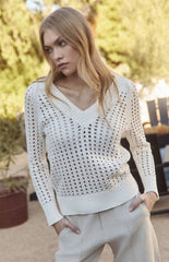 Kinna Cable Knit Organic Cotton Sweater, Off White | Alp N Rock