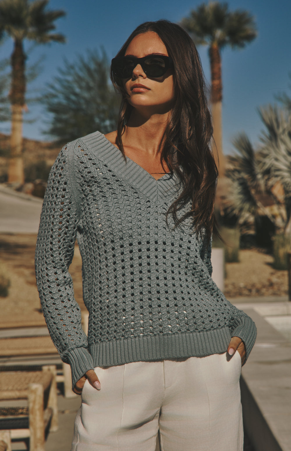 Kinna Cable Knit Sweater, Silver Blue | Alp N Rock Alp N Rock Womens Sweater Kinna Cable Knit Sweater | Silver Blue