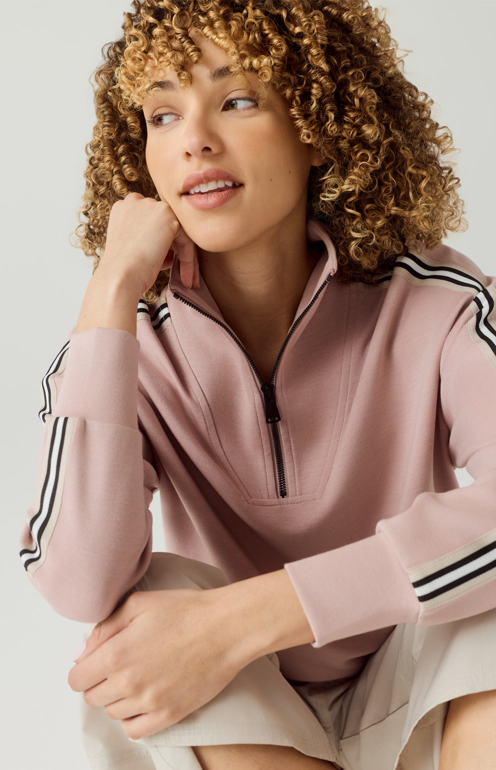 Alp N Rock Kinsley Pullover, pink half zip pullover sweatshirt for women