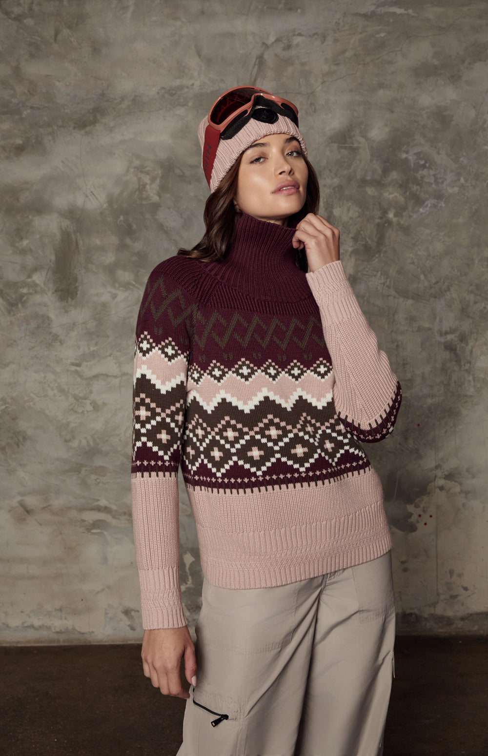 Leighton Mock Neck Ski Sweater, Dark Cherry | Alp N Rock Alp N Rock Womens Sweater Leighton Mock Neck Ski Sweater | Dark Cherry