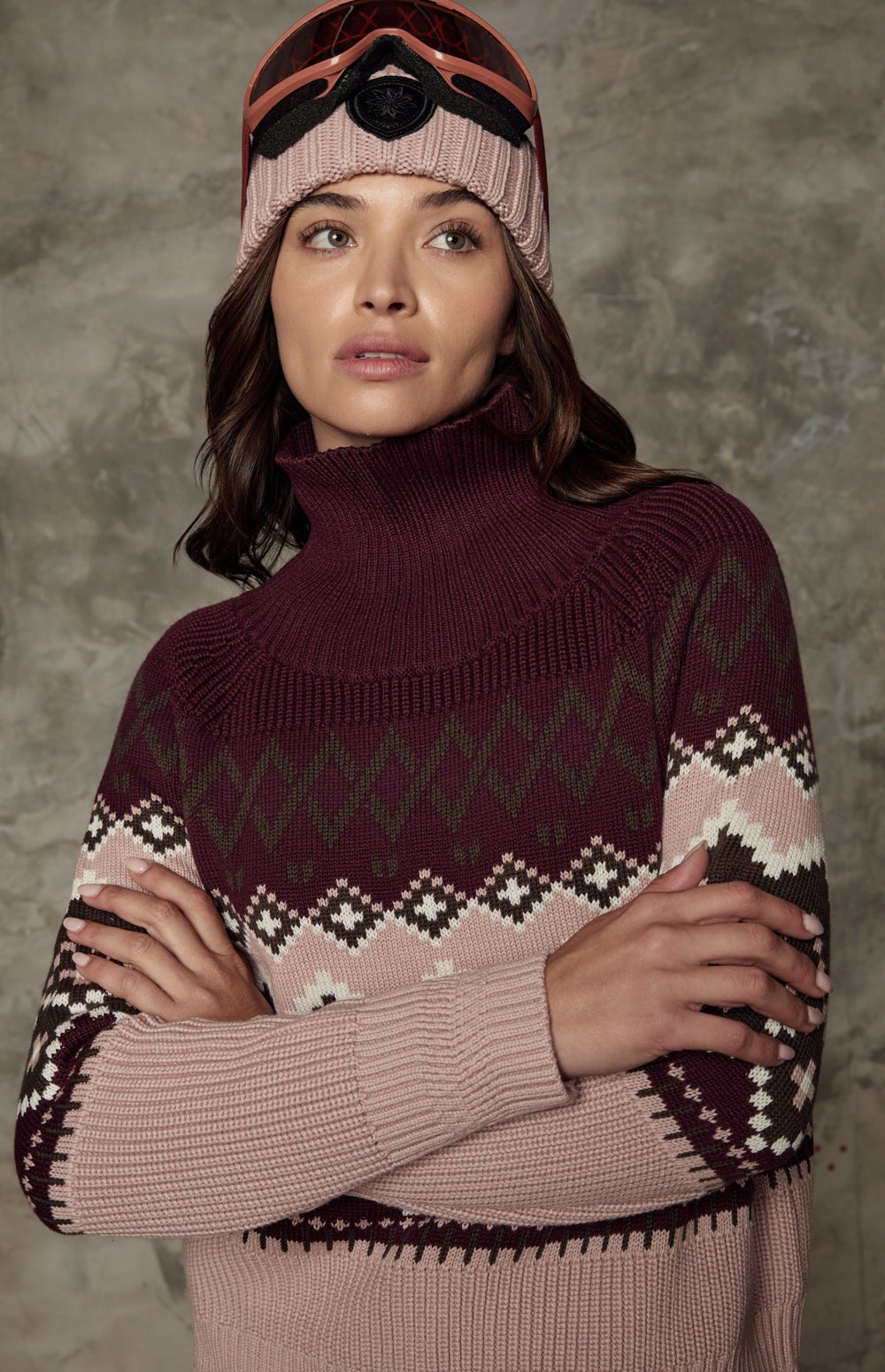 Leighton Mock Neck Ski Sweater, Dark Cherry | Alp N Rock Alp N Rock Womens Sweater Leighton Mock Neck Ski Sweater | Dark Cherry