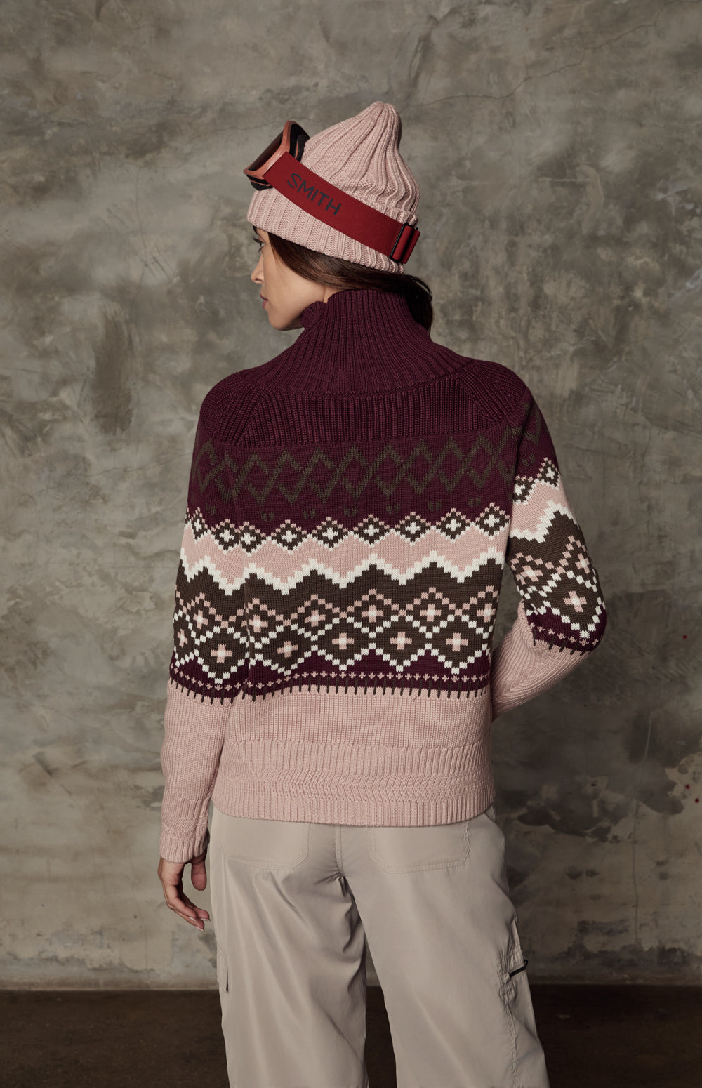 Leighton Mock Neck Ski Sweater, Dark Cherry | Alp N Rock Alp N Rock Womens Sweater Leighton Mock Neck Ski Sweater | Dark Cherry