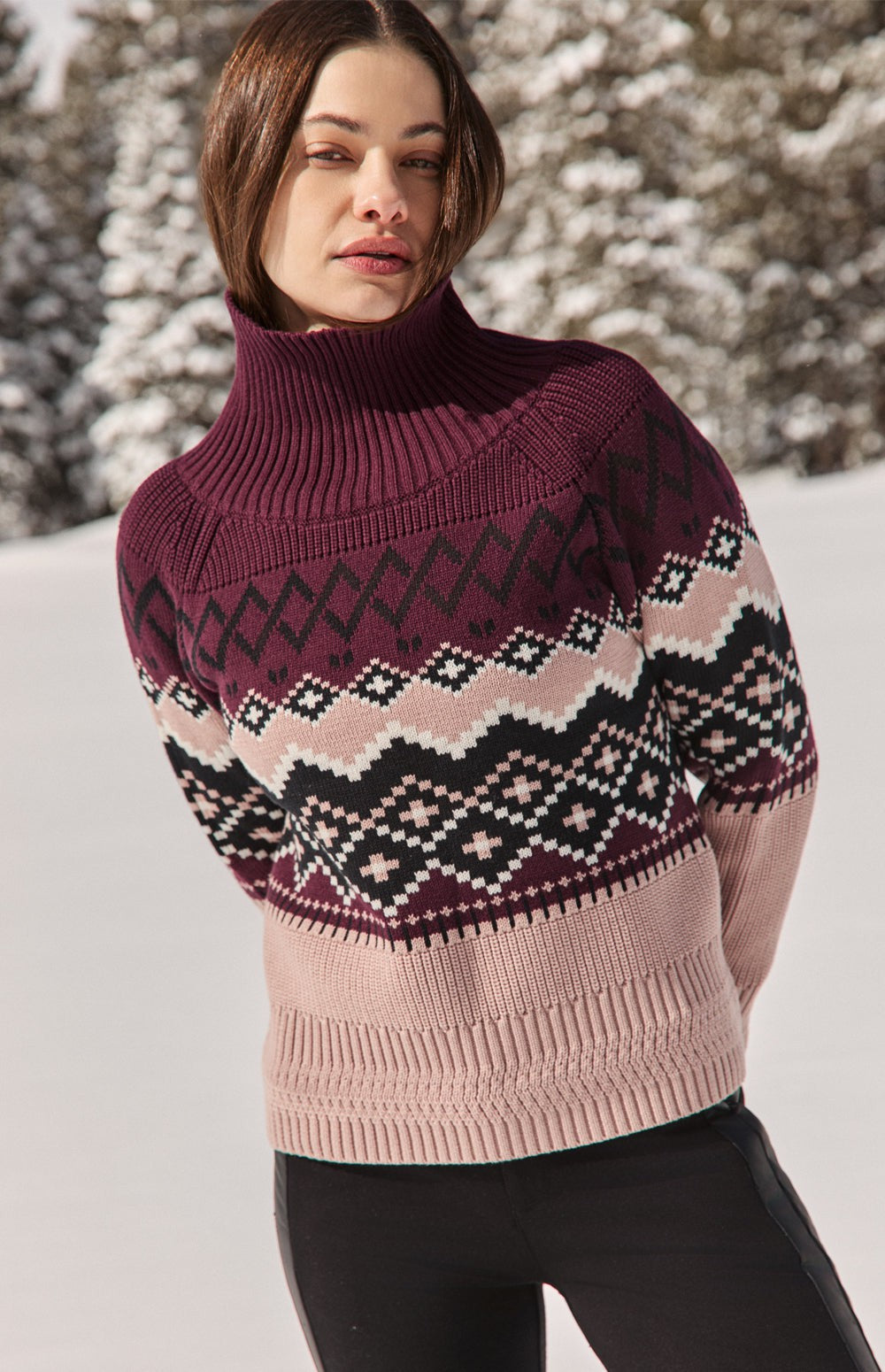 Leighton Mock Neck Ski Sweater, Dark Cherry | Alp N Rock Alp N Rock Womens Sweater Leighton Mock Neck Ski Sweater | Dark Cherry