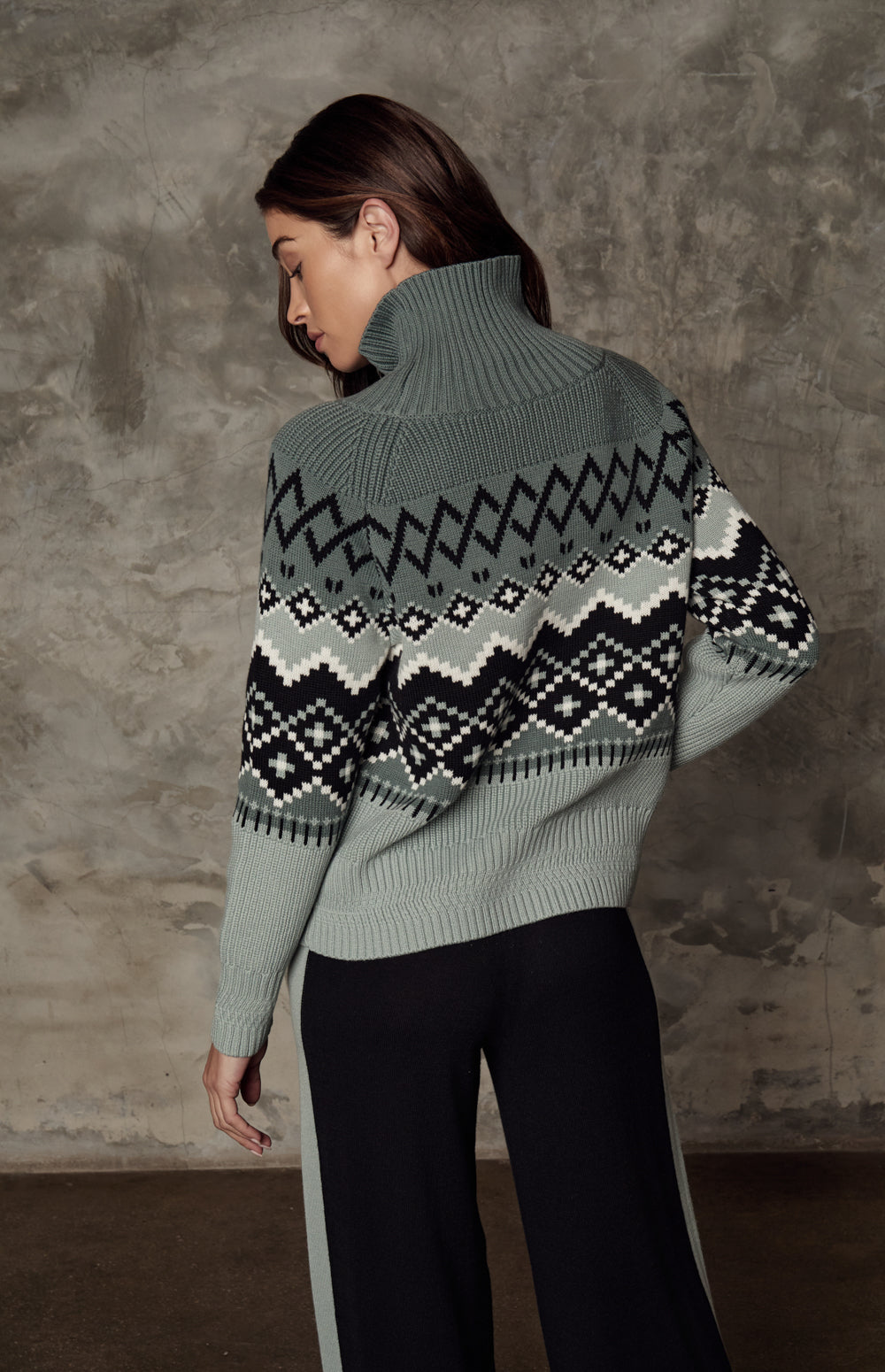 Leighton Mock Neck Ski Sweater, Eucalyptus | Alp N Rock Alp N Rock Womens Sweater Leighton Mock Neck Ski Sweater | Eucalyptus