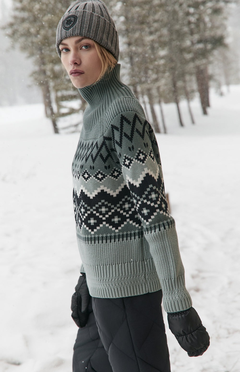 Leighton Mock Neck Ski Sweater, Eucalyptus | Alp N Rock Alp N Rock Womens Sweater Leighton Mock Neck Ski Sweater | Eucalyptus