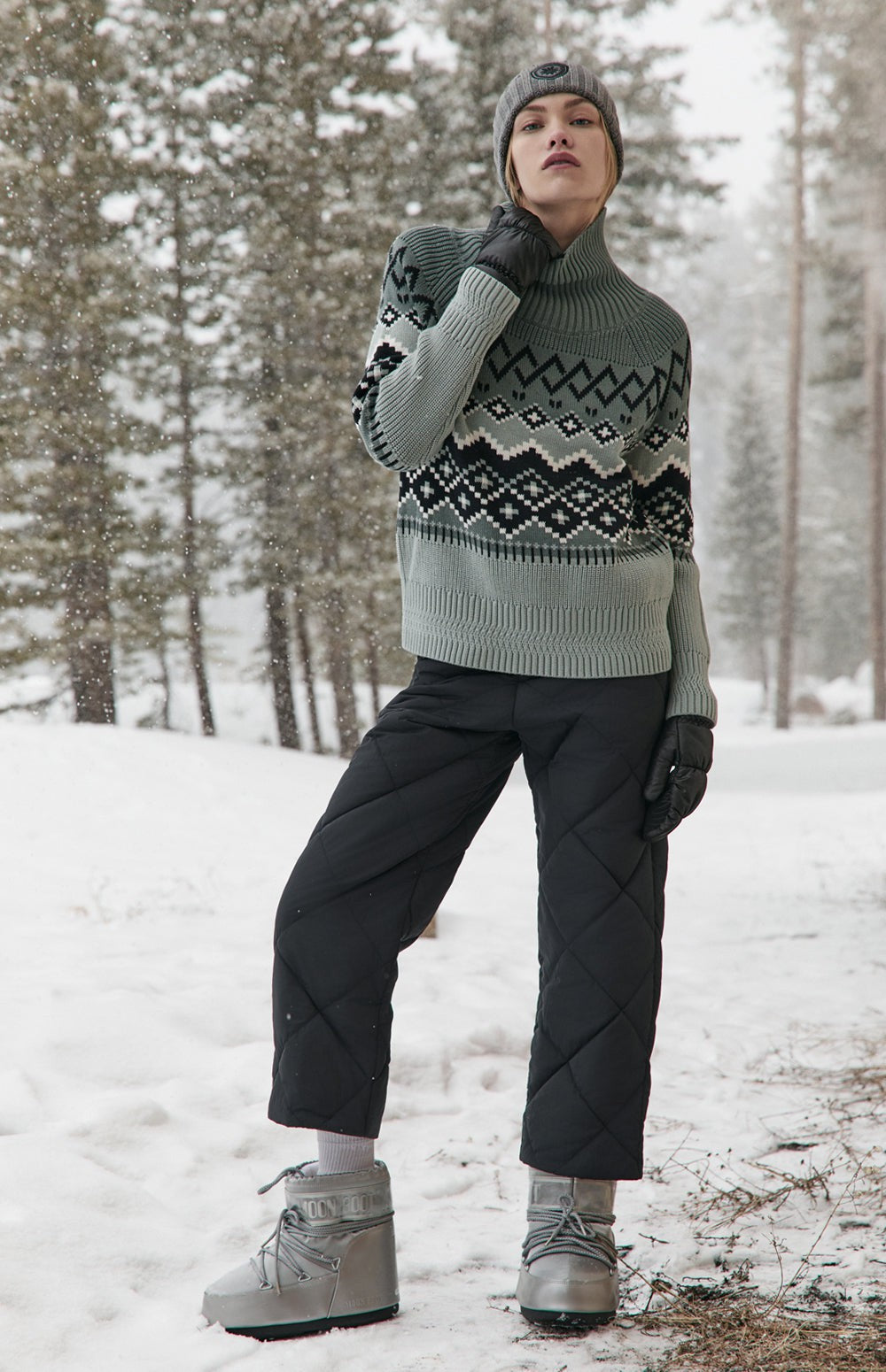 Leighton Mock Neck Ski Sweater, Eucalyptus | Alp N Rock Alp N Rock Womens Sweater Leighton Mock Neck Ski Sweater | Eucalyptus