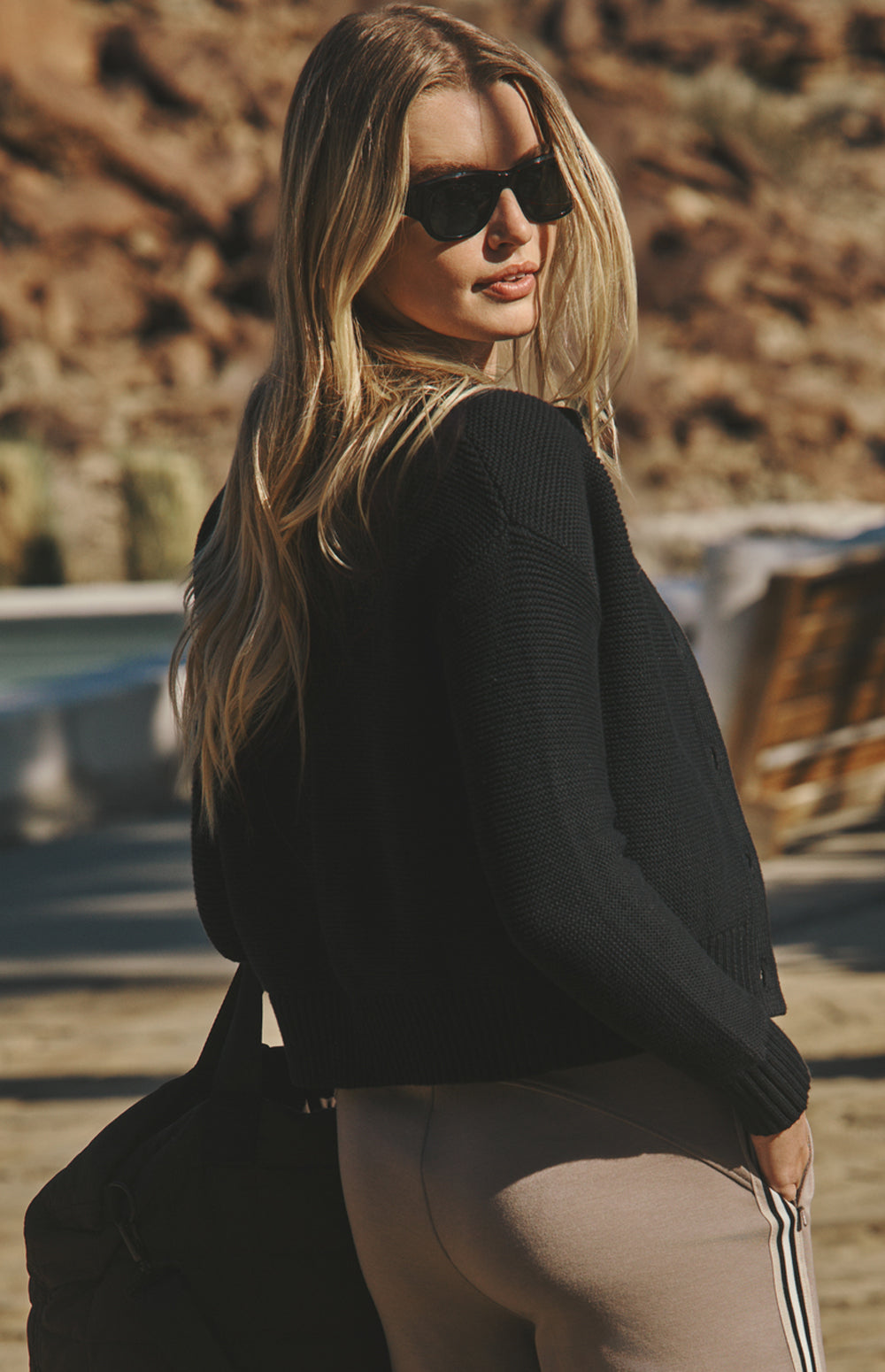 Alp N Rock Lexi Cardigan, black button front cotton cardigan for women