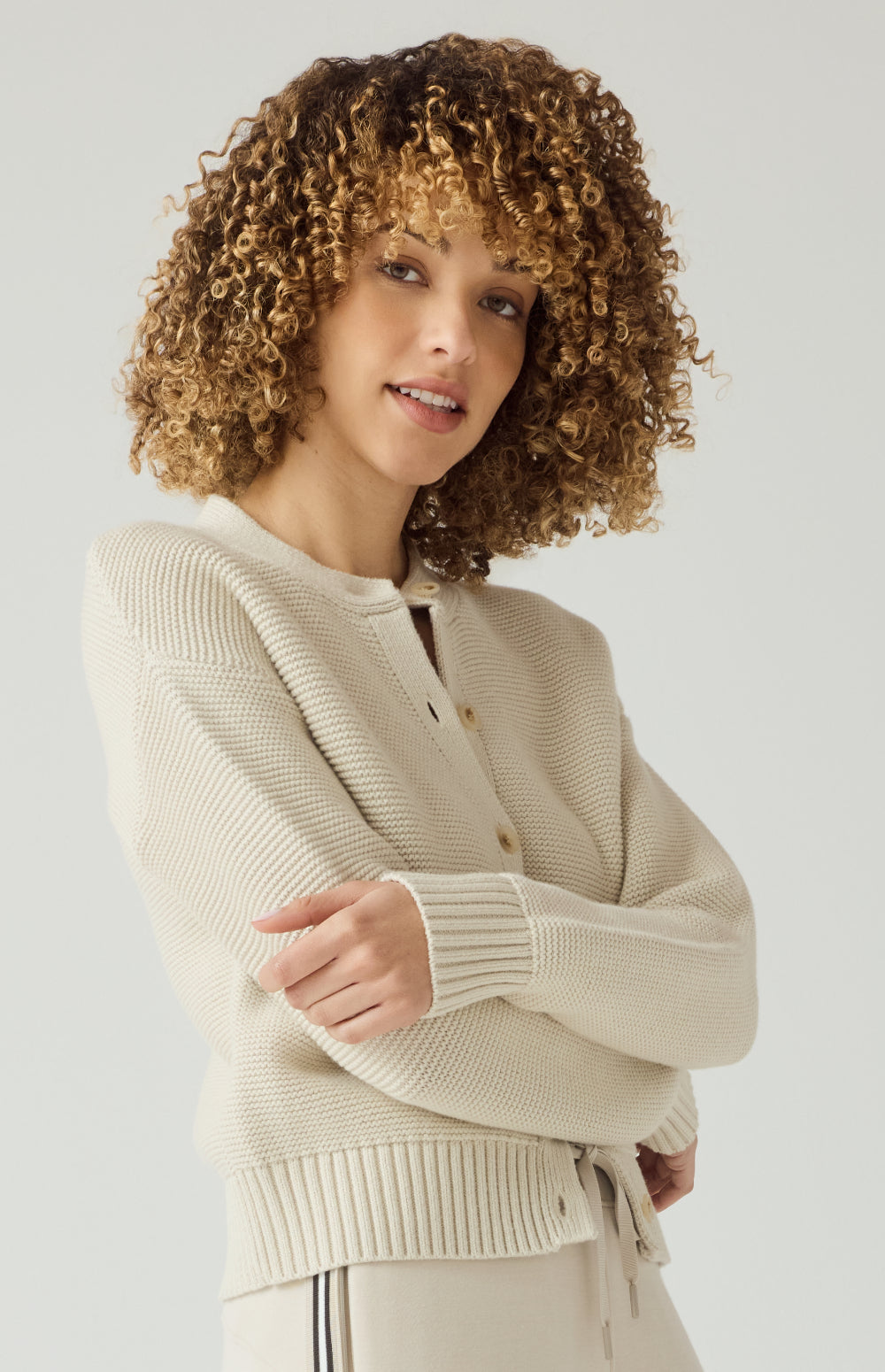 Alp N Rock Lexi Cardigan, beige button front cotton cardigan for women