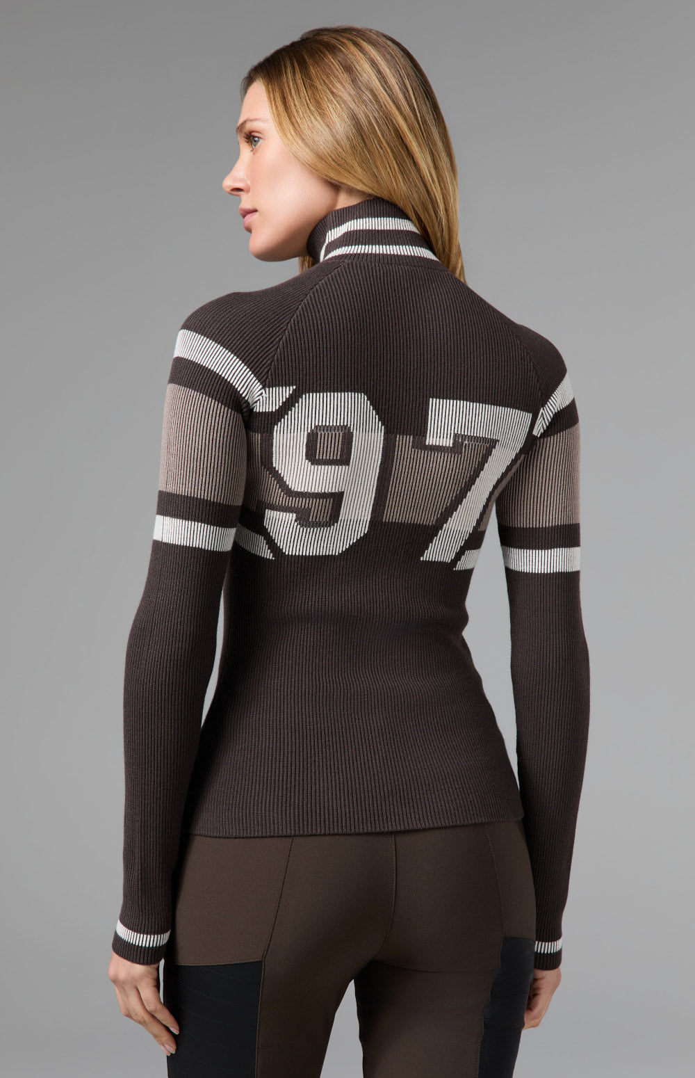 Alp N Rock Maia Full Zip Stripe Sweater, taupe full zip striped sweater