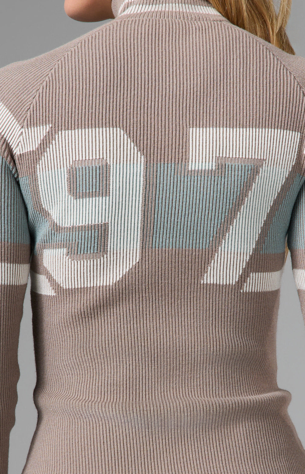 Alp N Rock Maia Full Zip Stripe Sweater, taupe full zip striped sweater