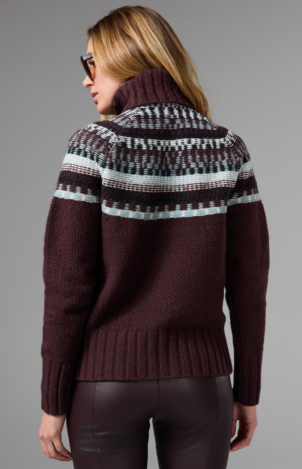 Alp N Rock Marla Turtleneck Sweater, dark red fair isle turtleneck ski sweater