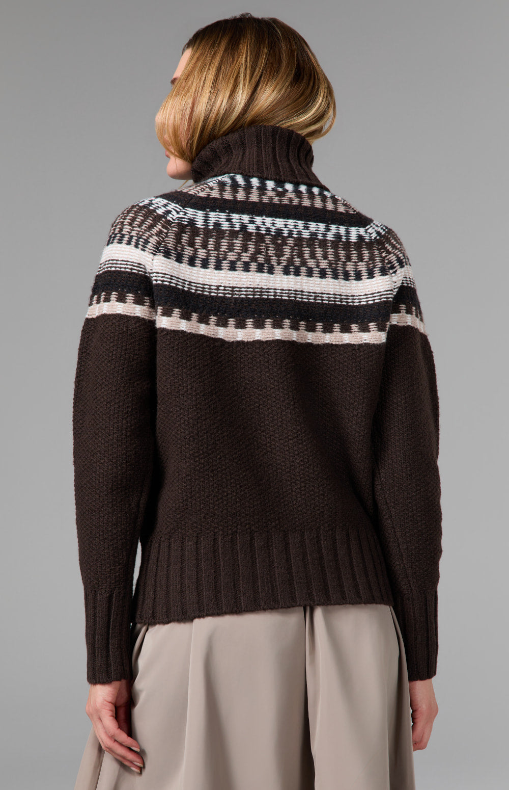 Alp N Rock Marla Turtleneck Sweater, dark brown fair isle turtleneck ski sweater