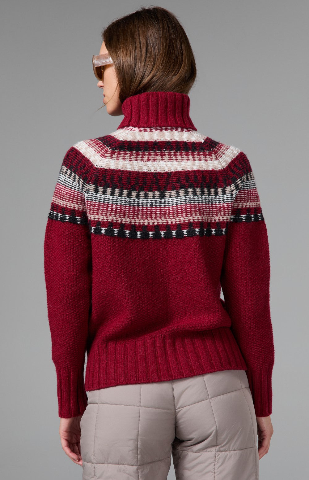 Alp N Rock Marla Turtleneck Sweater, red fair isle turtleneck ski sweater