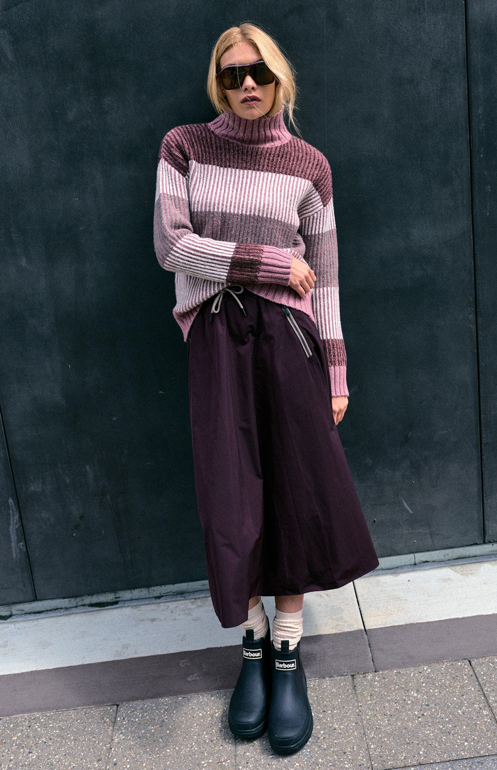 Mila Mock Neck Stripe Sweater, Smokey Rose | Alp N Rock Alp N Rock Womens Sweater Mila Mock Neck Stripe Sweater | Smokey Rose