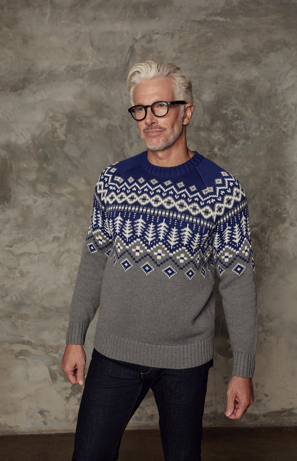 Sid Fair Isle Crewneck Sweater, Deep Blue | Alp N Rock Alp N Rock Womens Sweater Sid Fair Isle Crewneck Sweater | Deep Blue