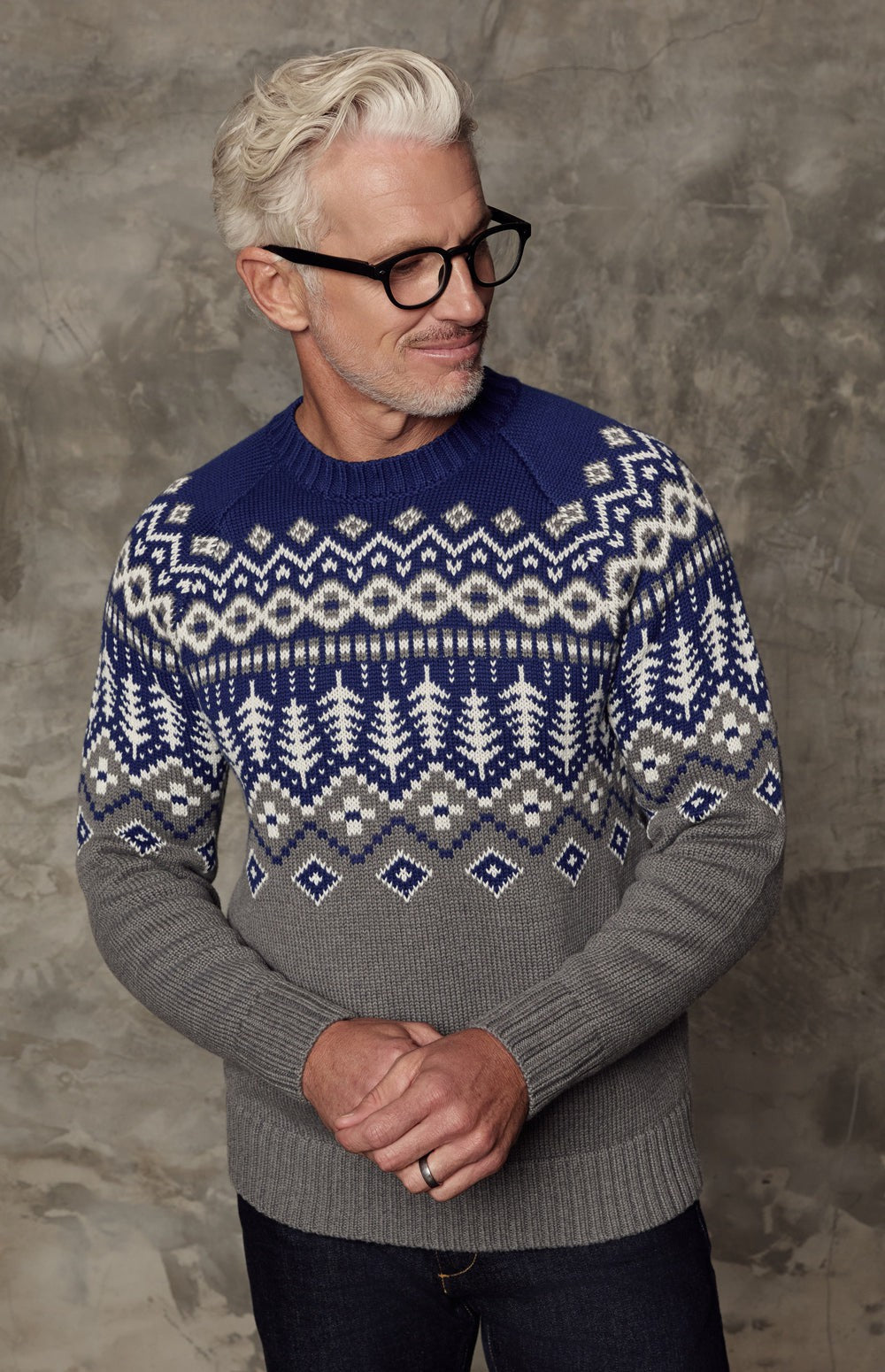 Sid Fair Isle Crewneck Sweater, Deep Blue | Alp N Rock Alp N Rock Womens Sweater Sid Fair Isle Crewneck Sweater | Deep Blue