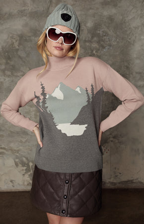 Simran Mock Neck Sweater | Rose