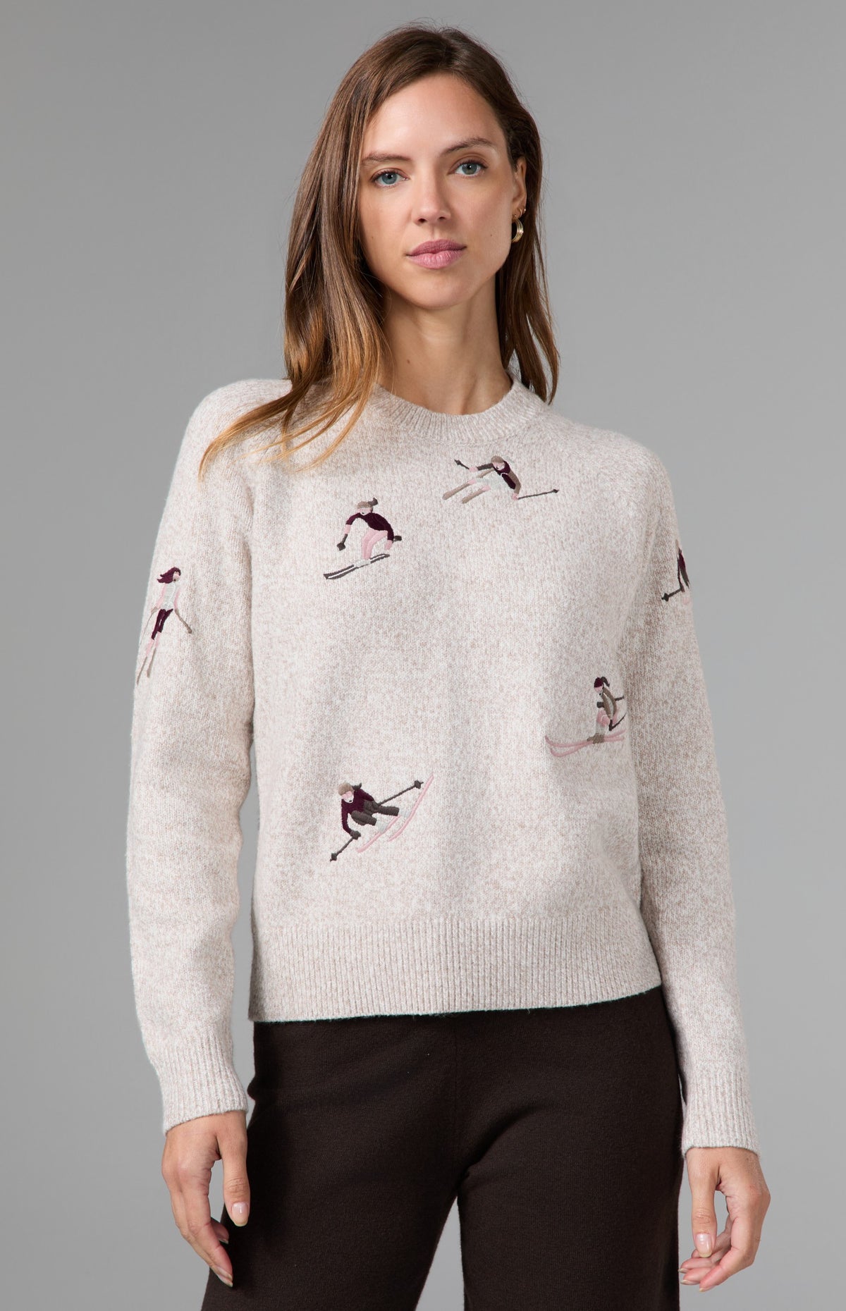 Talia Embroidered Skier Sweater, Ivory | Alp N Rock Alp N Rock Womens Sweater Talia Embroidered Skier Sweater | Ivory
