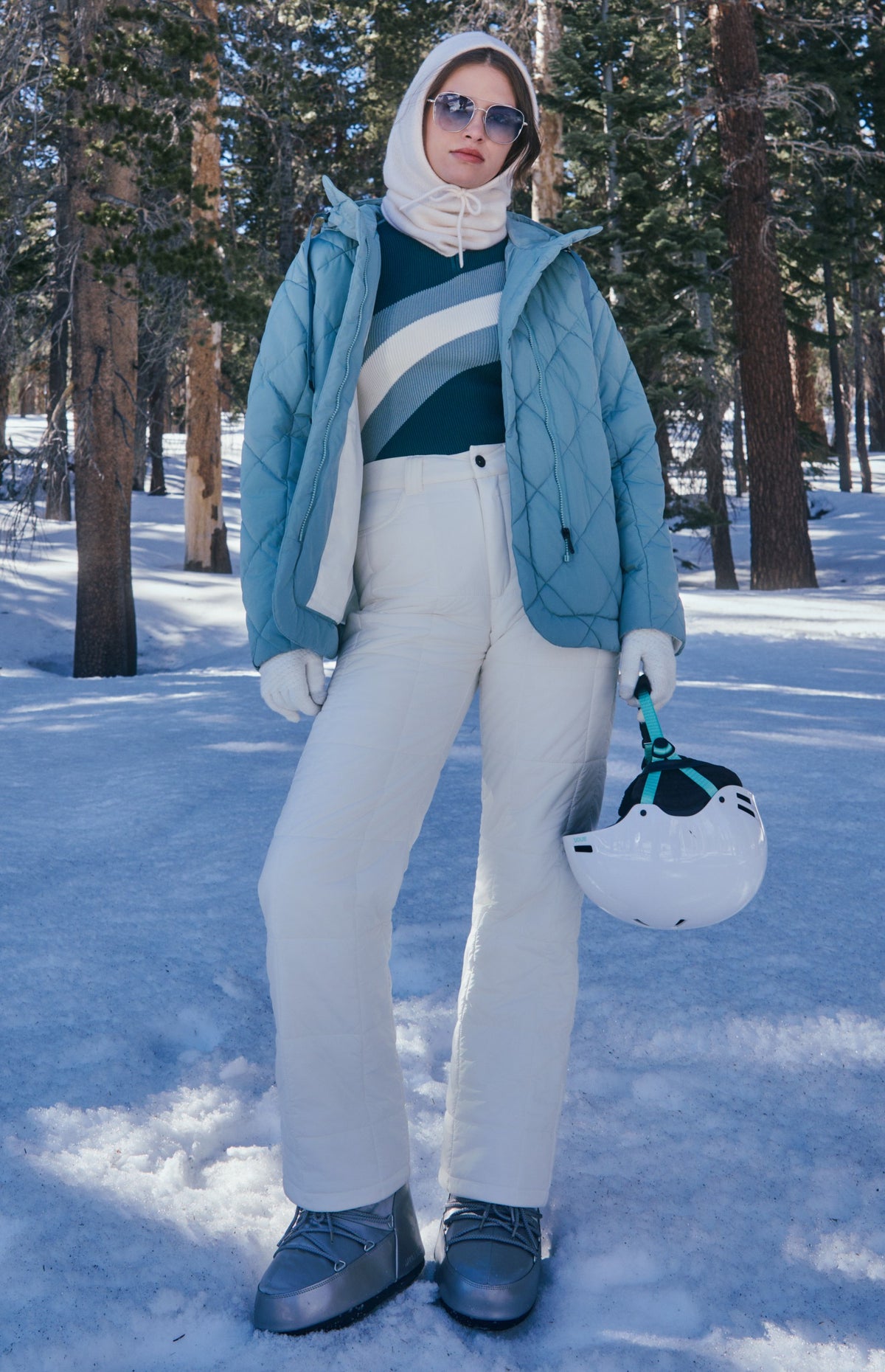 Tanya 1/2 Zip Stripe Ski Sweater, Pacific Teal | Alp N Rock Alp N Rock Womens Sweater Tanya 1/2 Zip Stripe Ski Sweater | Pacific Teal