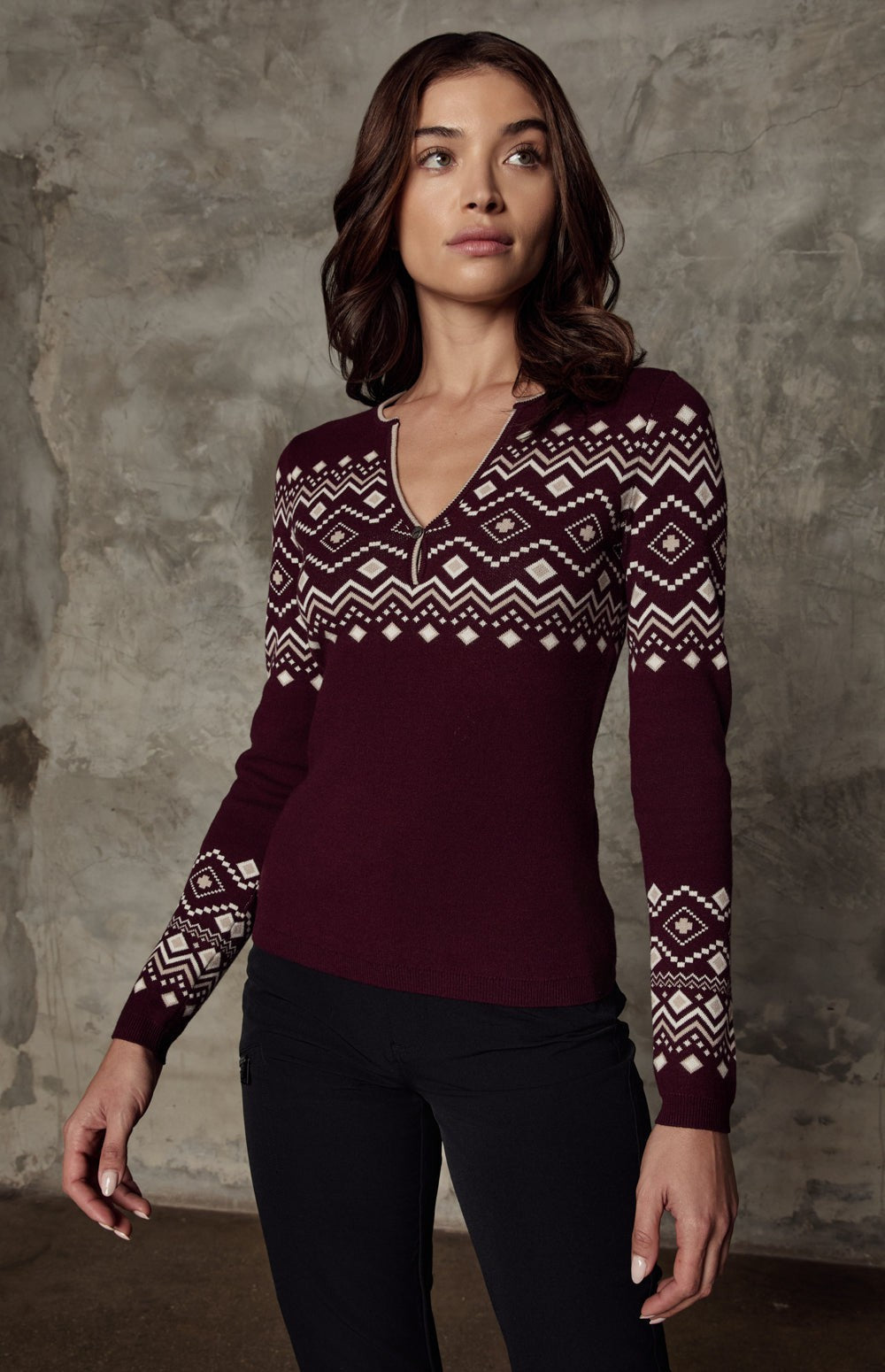 Yvette Henley Sweater, Dark Cherry | Alp N Rock Alp N Rock Womens Sweater Yvette II Henley Sweater | Dark Cherry