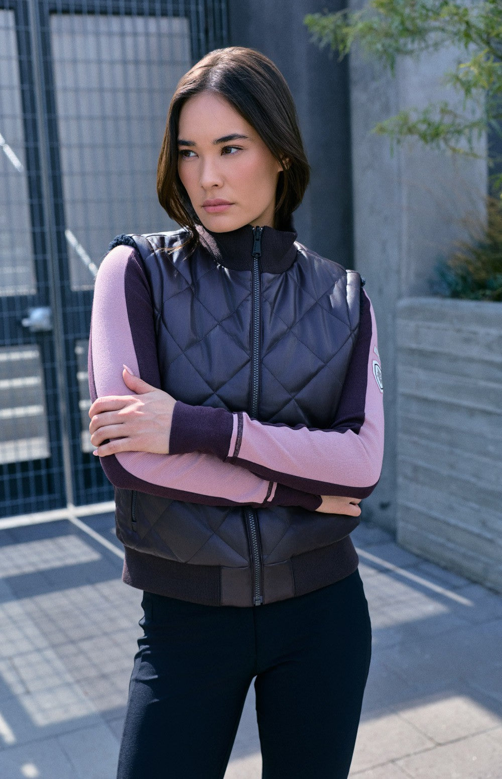 Alp N Rock Atlas Faux Leather Quilted Reversible Vest, dark red quilted and faux leather revserible vest