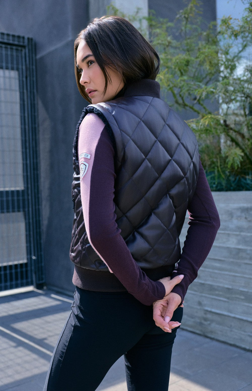 Alp N Rock Atlas Faux Leather Quilted Reversible Vest, dark red quilted and faux leather revserible vest