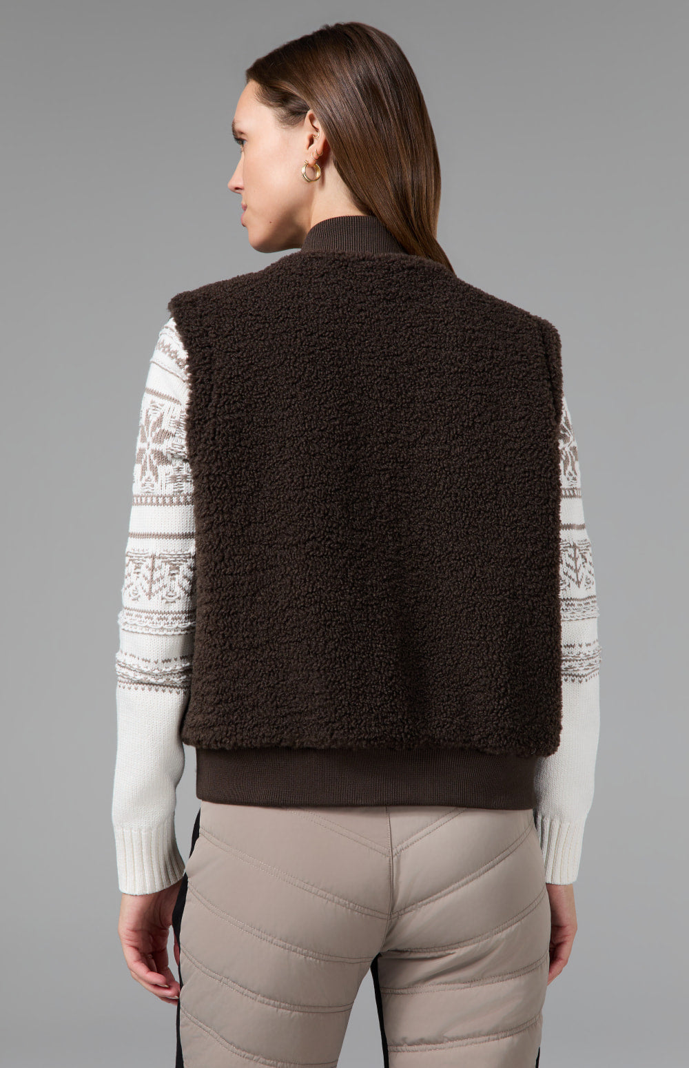 Alp N Rock Atlas Faux Leather Quilted Reversible Vest, dark brown quilted and faux leather revserible vest