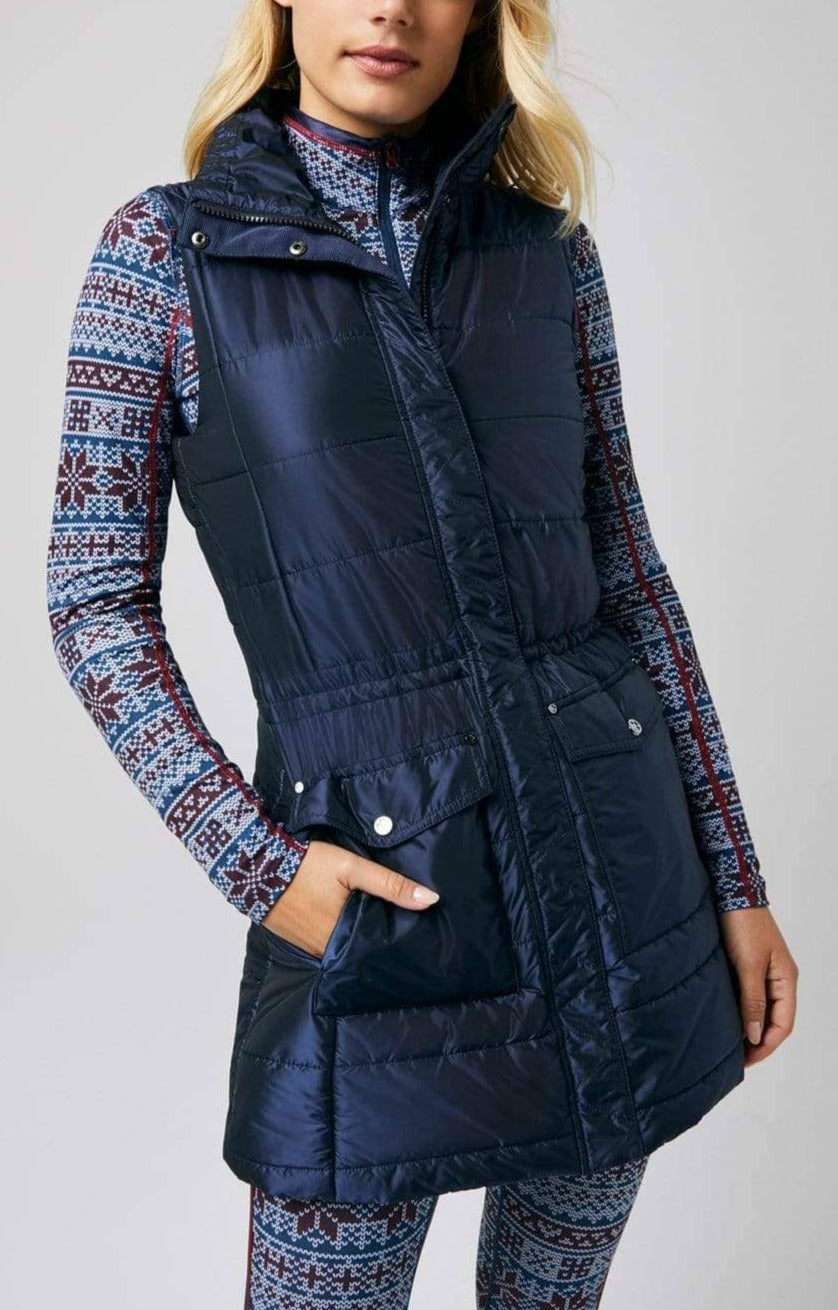 Katja Long Vest by Alp N Rock, Women's Dark Blue Long Puffer Vest