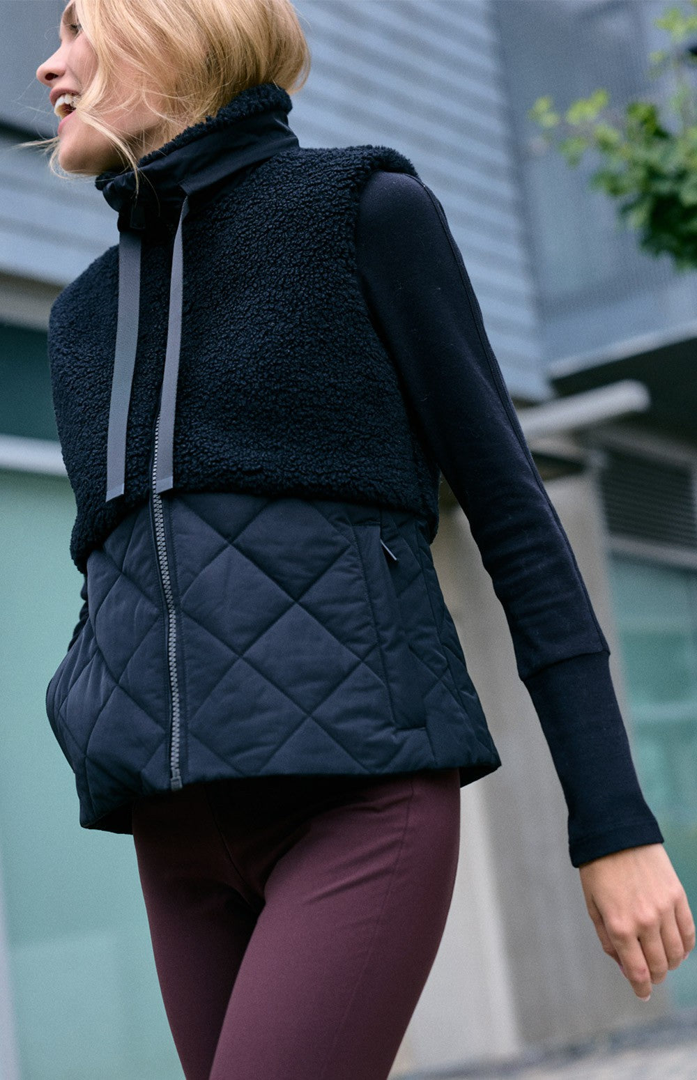 Alp N Rock Sage Zip Vest, black zip vest for women with a funnel neck
