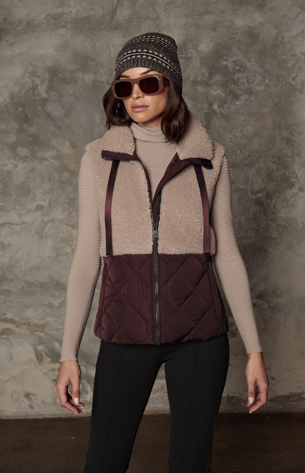 Sage Zip Vest, Fossil/Cabernet | Alp N Rock Alp N Rock Womens Vest Sage Zip Vest | Fossil/Cabernet
