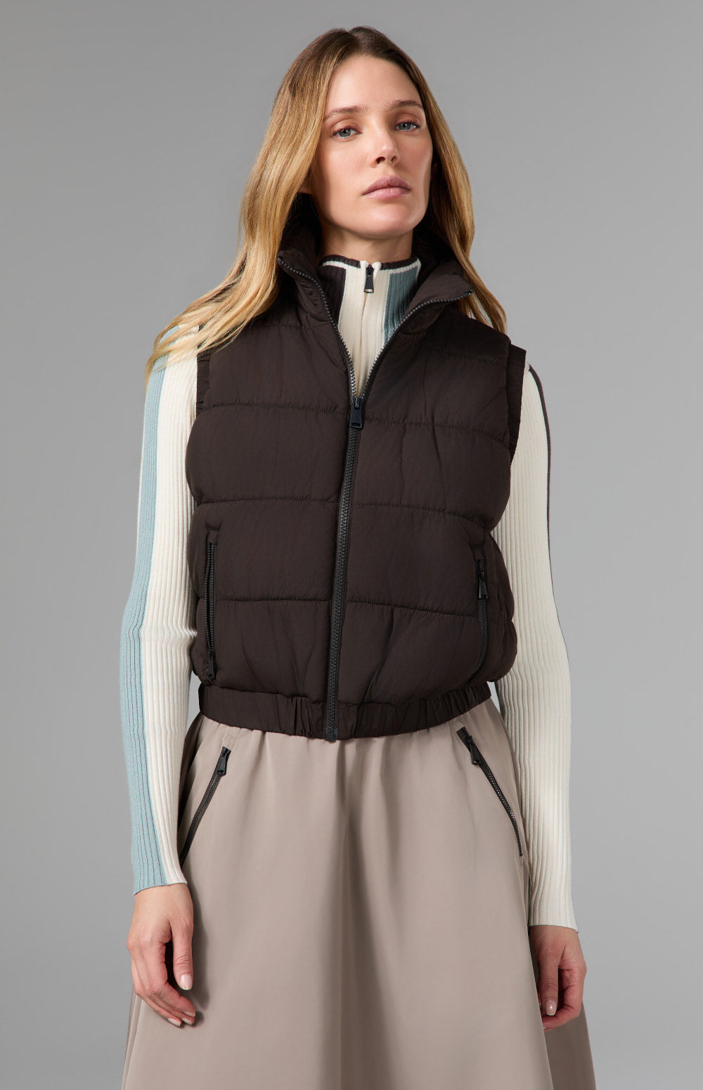Alp N Rock Zenith Puffer Vest, dark brown puffer vest for women