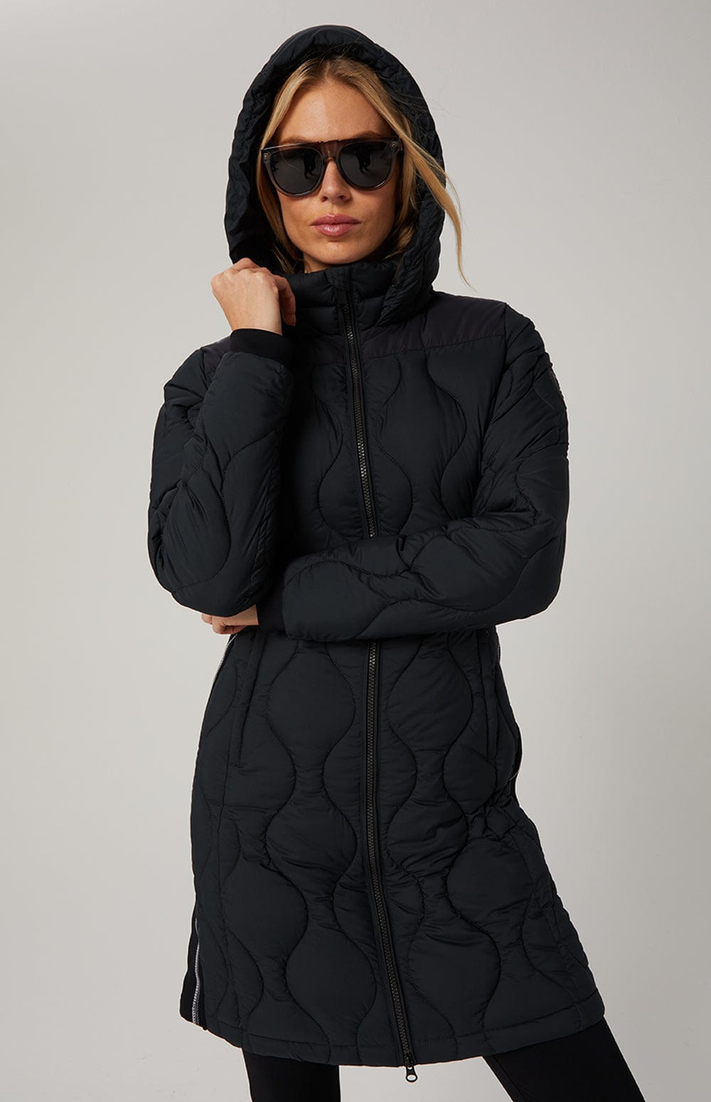 Chamonix Long Jacket by Alp N Rock, Women's Long BlackPuffer Jacket With Hood and Quilting