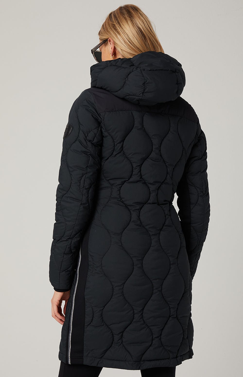 Chamonix Long Jacket by Alp N Rock, Women's Long BlackPuffer Jacket With Hood and Quilting