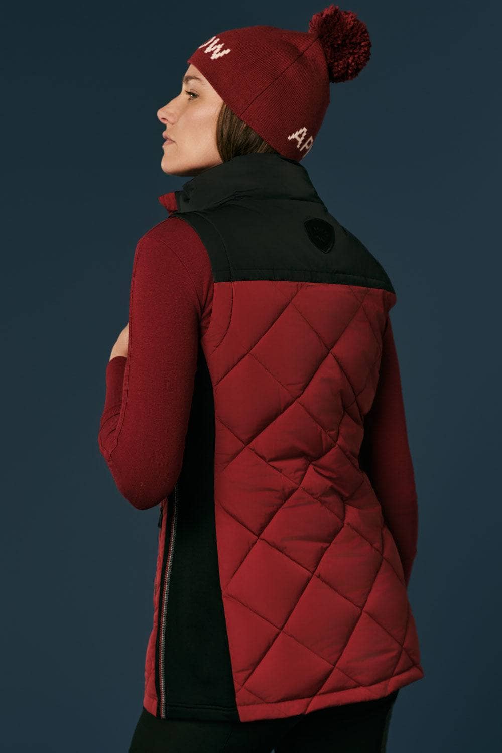 Davos III Long Vest by Alp N Rock, Women's Red Puffer Vest With Quilting and Pockets