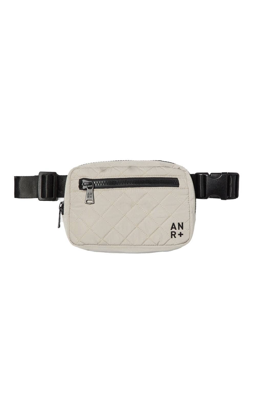 City Belt Bag by Alp N Rock, Women's Beige Belt Bag with Quilting, Pocket and Black Zipper and Strap