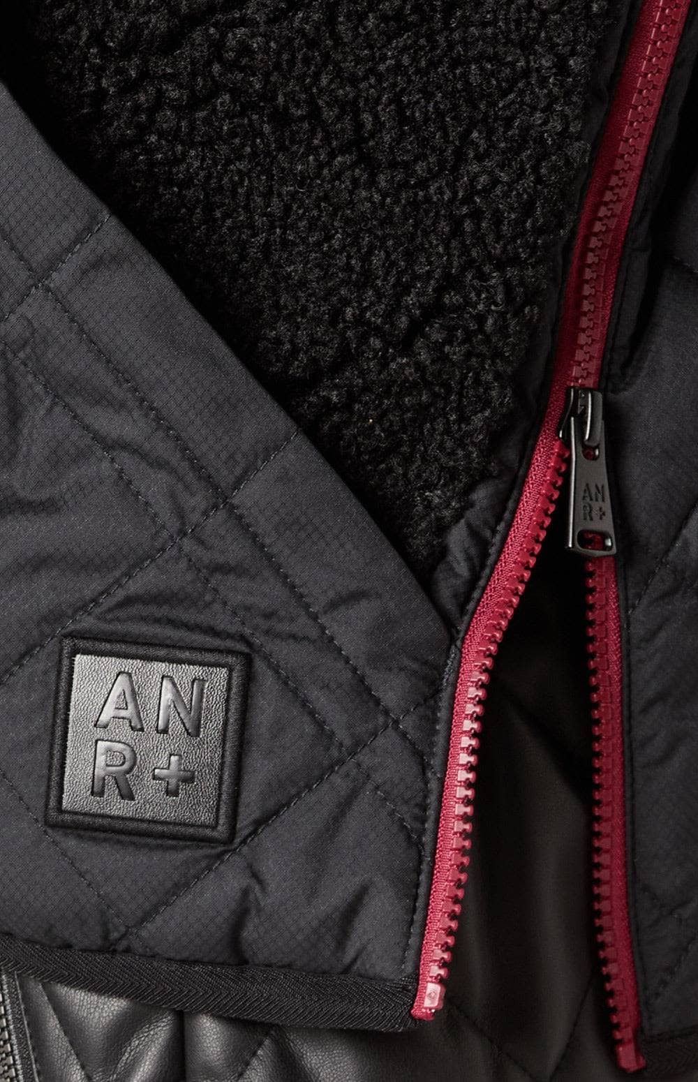 Alpine Pullover Jacket by Alp N Rock, Women's Black Shearling Hooded Pullover Jacket with Black Quilted Front Pocket