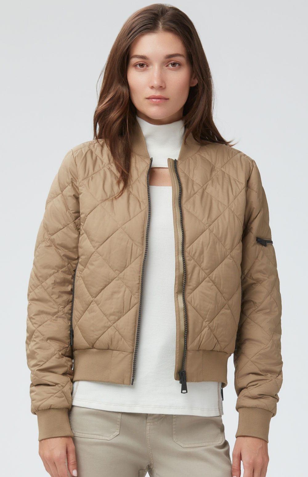 Metro Bomber Jacket by Alp N Rock, Women's Brown Quilted Bomber Jacket