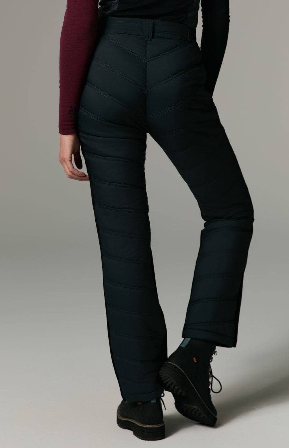 Kaja Quilted Pant by Alp N Rock, Women's Black Quilted Ski Pant With Button Fly and Pockets