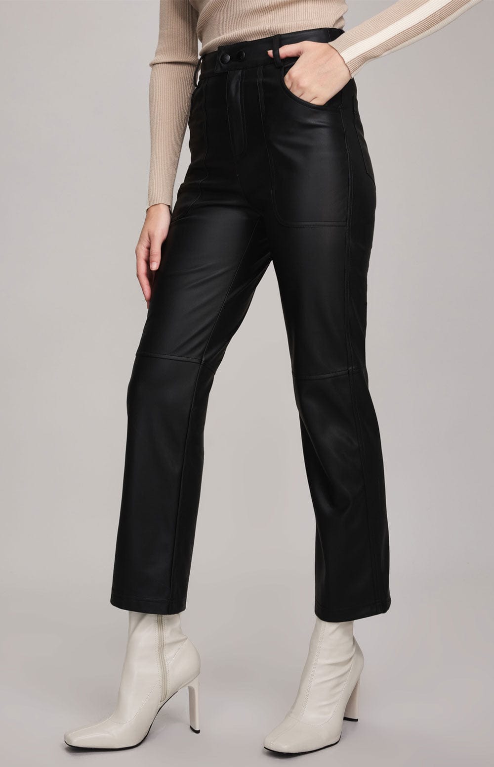 ANR Womens Pant Kennidy Ankle Pant | Black Faux Leather